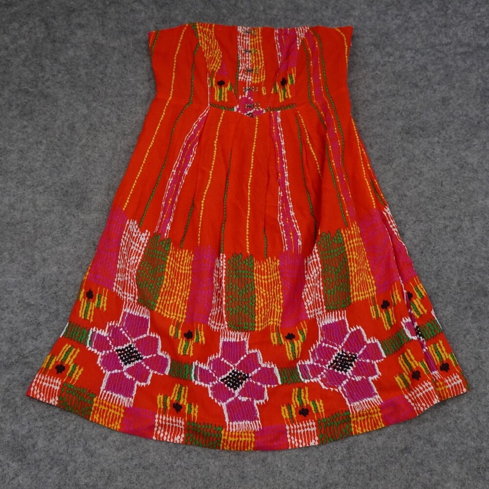 Anthropologie Dress Womens 6 Orange We Love Vera Midi Strapless Lined Boho